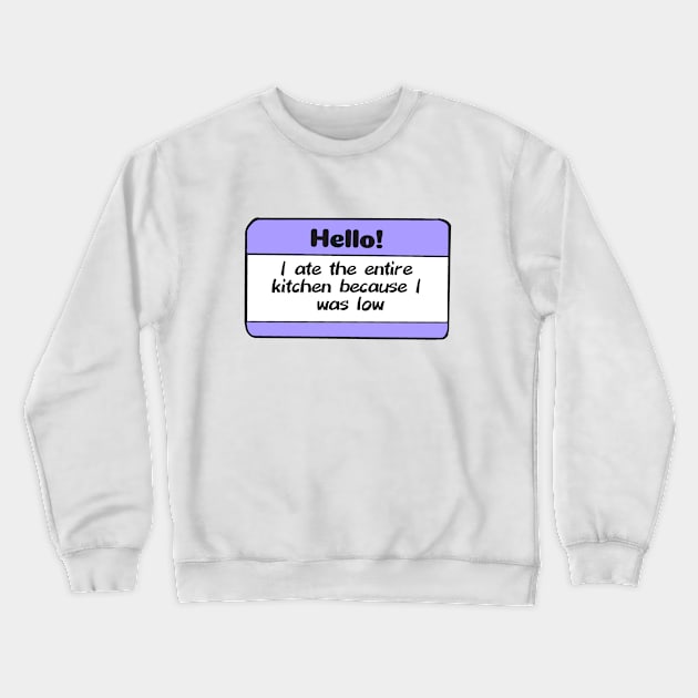 Diabetes Nametag - Lavender Crewneck Sweatshirt by CatGirl101